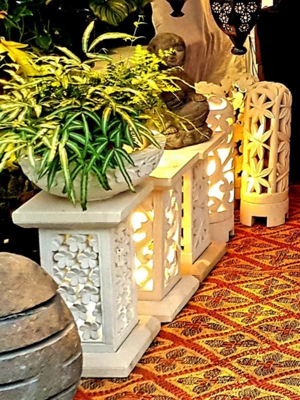 Stone Pedestals from CasaPandan - Perfect for a plant or statue indoors or outdoors. With an access hole through the bottom for power. 